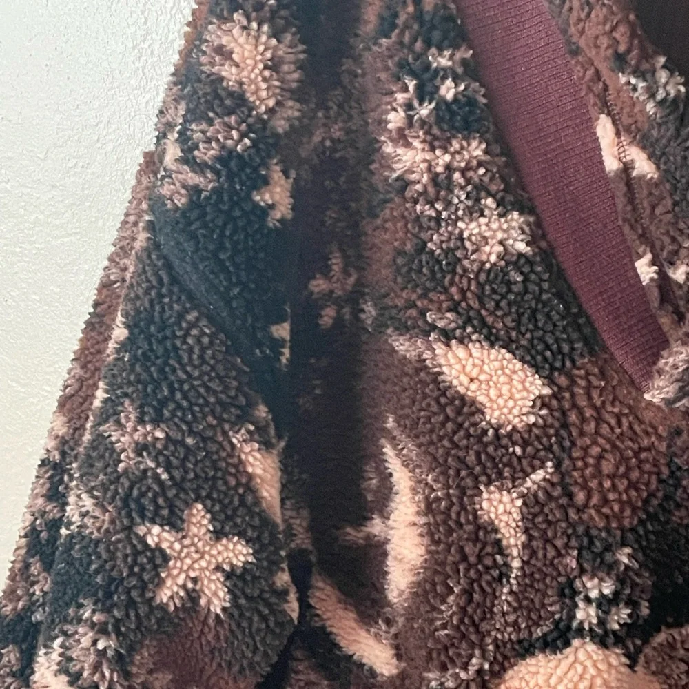 Free people brown oversized Sherpa pullover teddy jackets